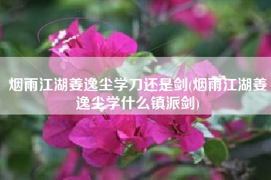 烟雨江湖姜逸尘学刀还是剑(烟雨江湖姜逸尘学什么镇派剑)