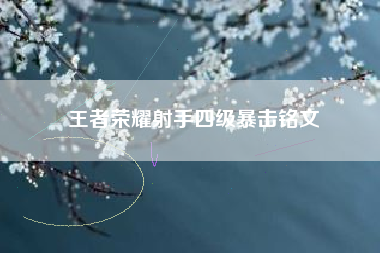 王者荣耀射手四级暴击铭文