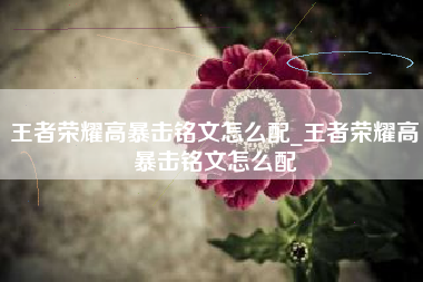 王者荣耀高暴击铭文怎么配_王者荣耀高暴击铭文怎么配