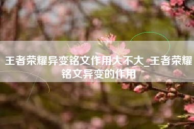 王者荣耀异变铭文作用大不大_王者荣耀铭文异变的作用
