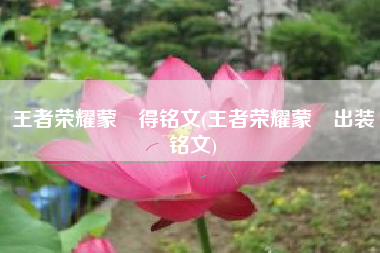 王者荣耀蒙犽得铭文(王者荣耀蒙犽出装铭文)