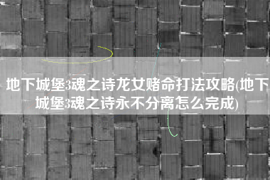 地下城堡3魂之诗龙女赌命打法攻略(地下城堡3魂之诗永不分离怎么完成)