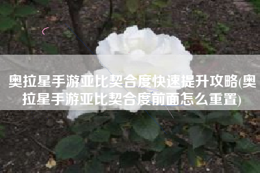 奥拉星手游亚比契合度快速提升攻略(奥拉星手游亚比契合度前面怎么重置)
