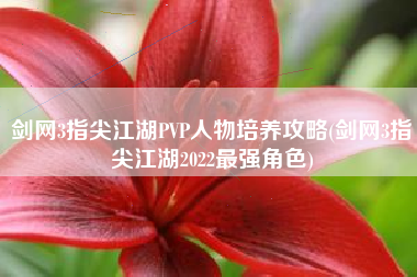 剑网3指尖江湖PVP人物培养攻略(剑网3指尖江湖2022最强角色)