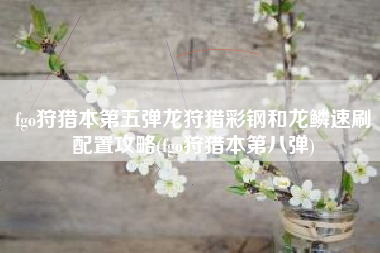 fgo狩猎本第五弹龙狩猎彩钢和龙鳞速刷配置攻略(fgo狩猎本第八弹)