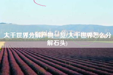 大千世界分解产物一览(大千世界怎么分解石头)