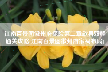 江南百景图徽州府探险第二章歙县双鲤通关攻略(江南百景图徽州府家祠布局)