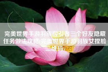 完美世界手游羽族指引者三个好友隐藏任务做法攻略(完美世界手游羽族女捏脸二维码)
