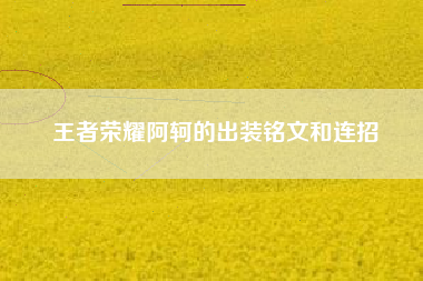 王者荣耀阿轲的出装铭文和连招