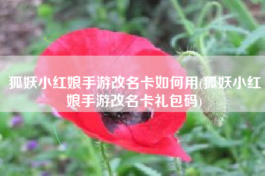 狐妖小红娘手游改名卡如何用(狐妖小红娘手游改名卡礼包码)