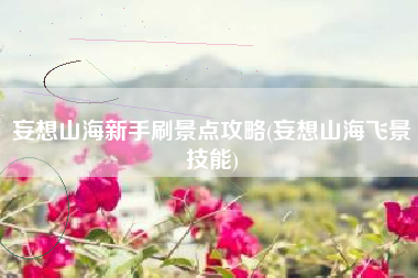 妄想山海新手刷景点攻略(妄想山海飞景技能)