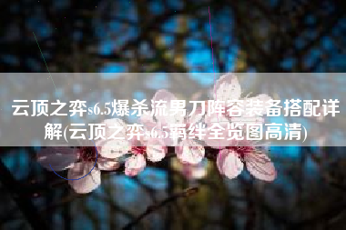 云顶之弈s6.5爆杀流男刀阵容装备搭配详解(云顶之弈s6.5羁绊全览图高清)