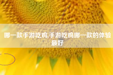 哪一款手游吃鸡,手游吃鸡哪一款的体验最好