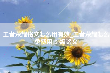 王者荣耀铭文怎么用有效_王者荣耀怎么免费用150级铭文