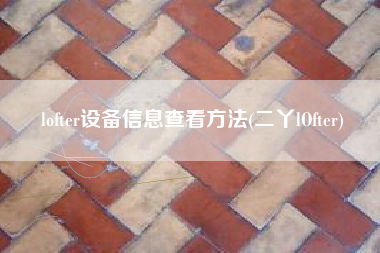 lofter设备信息查看方法(二丫lOfter)