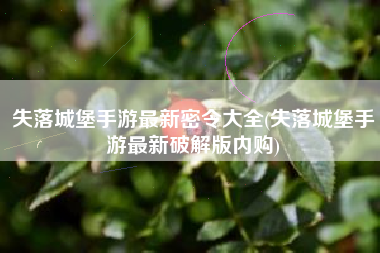 失落城堡手游最新密令大全(失落城堡手游最新破解版内购)