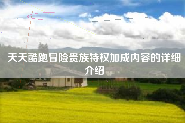 天天酷跑冒险贵族特权加成内容的详细介绍