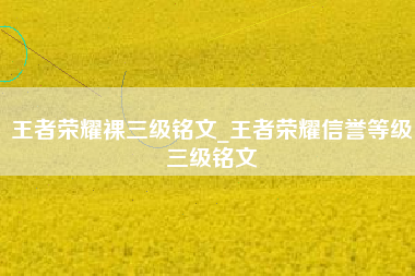 王者荣耀裸三级铭文_王者荣耀信誉等级三级铭文