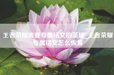 王者荣耀需要专属铭文的英雄_王者荣耀专属铭文怎么恢复