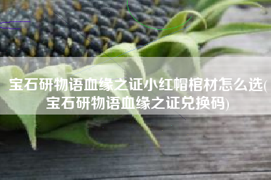 宝石研物语血缘之证小红帽棺材怎么选(宝石研物语血缘之证兑换码)