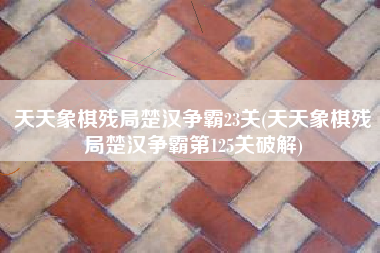 天天象棋残局楚汉争霸23关(天天象棋残局楚汉争霸第125关破解)