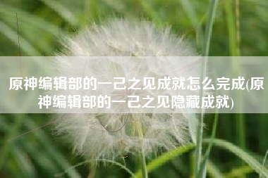 原神编辑部的一己之见成就怎么完成(原神编辑部的一己之见隐藏成就)