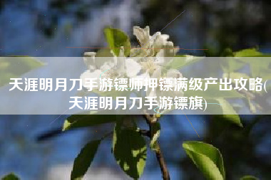 天涯明月刀手游镖师押镖满级产出攻略(天涯明月刀手游镖旗)