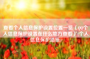 查看个人信息保护设置位置一览（QQ个人信息保护设置在什么地方查看）(个人信息保护措施)