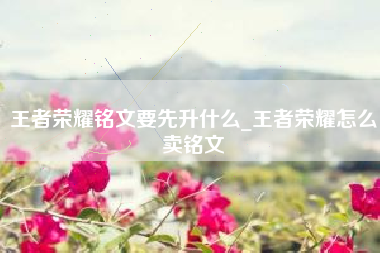王者荣耀铭文要先升什么_王者荣耀怎么卖铭文