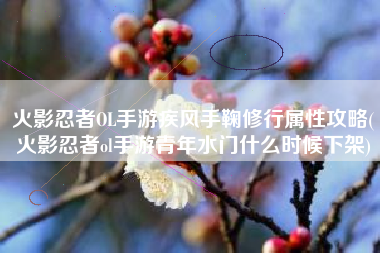 火影忍者OL手游疾风手鞠修行属性攻略(火影忍者ol手游青年水门什么时候下架)