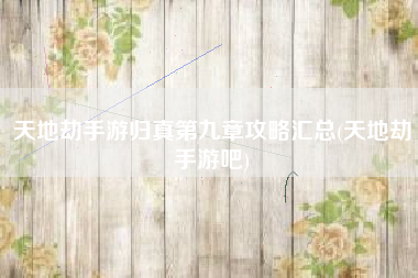 天地劫手游归真第九章攻略汇总(天地劫手游吧)