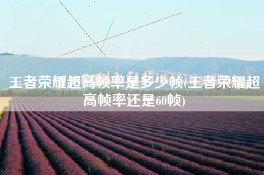 王者荣耀超高帧率是多少帧(王者荣耀超高帧率还是60帧)