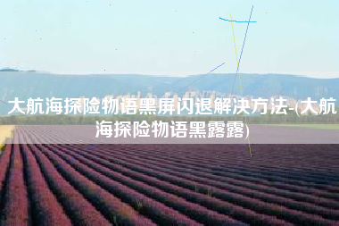 大航海探险物语黑屏闪退解决方法-(大航海探险物语黑露露)