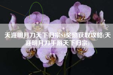 天涯明月刀天下归宗S4奖励获取攻略(天涯明月刀手游天下归宗)