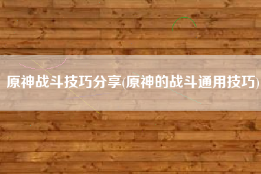 原神战斗技巧分享(原神的战斗通用技巧)