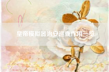 皇帝模拟器治安巡查作用一览
