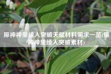 原神神里绫人突破天赋材料需求一览(原神神里绫人突破素材)