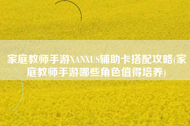 家庭教师手游XANXUS辅助卡搭配攻略(家庭教师手游哪些角色值得培养)