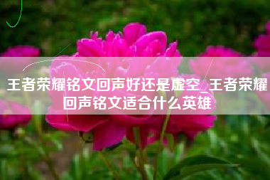 王者荣耀铭文回声好还是虚空_王者荣耀回声铭文适合什么英雄