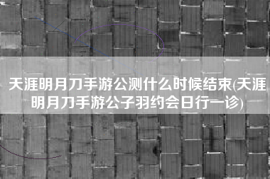 天涯明月刀手游公测什么时候结束(天涯明月刀手游公子羽约会日行一诊)