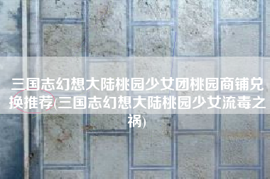 三国志幻想大陆桃园少女团桃园商铺兑换推荐(三国志幻想大陆桃园少女流毒之祸)