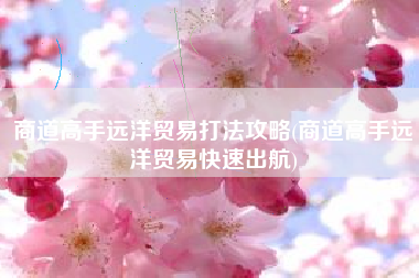 商道高手远洋贸易打法攻略(商道高手远洋贸易快速出航)