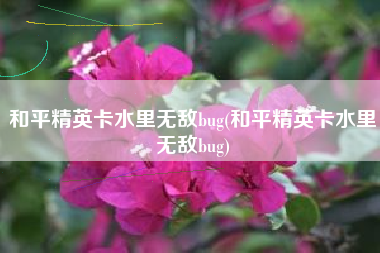 和平精英卡水里无敌bug(和平精英卡水里无敌bug)