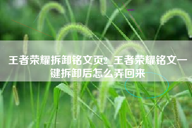 王者荣耀拆卸铭文页2_王者荣耀铭文一键拆卸后怎么弄回来