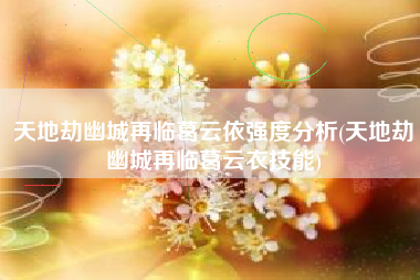 天地劫幽城再临葛云依强度分析(天地劫幽城再临葛云衣技能)