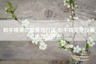 和平精英空投基地打法(和平精英空投基地怎么进去)