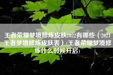 王者荣耀梦境修炼皮肤2022有哪些（2021王者梦境修炼皮肤表）(王者荣耀梦境修炼什么时候开启)