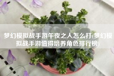梦幻模拟战手游午夜之人怎么打(梦幻模拟战手游值得培养角色排行榜)
