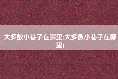 大多数小巷子在哪里(大多数小巷子在哪里)