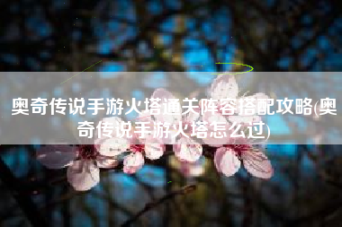 奥奇传说手游火塔通关阵容搭配攻略(奥奇传说手游火塔怎么过)